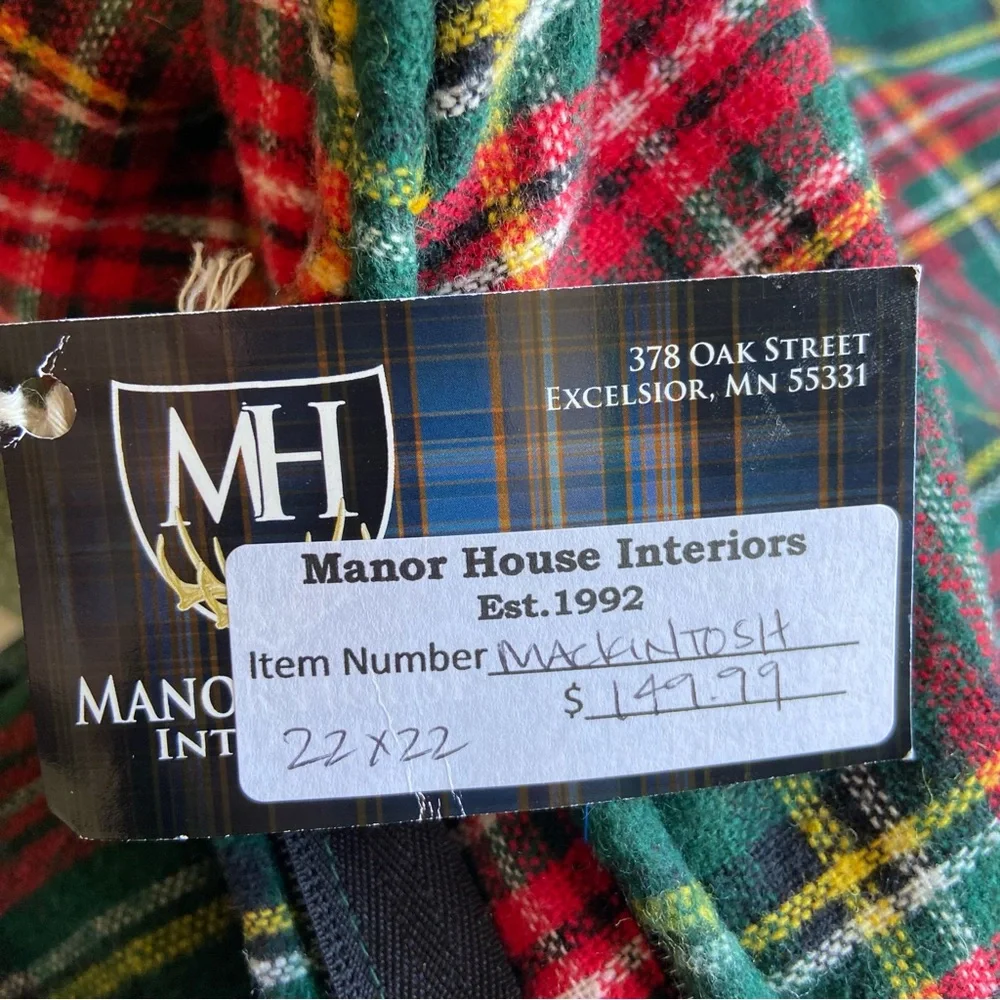 Manor House Flannel 2 Pillow Cases Set Tartan Plaid Decorative Pillow Sz 22X22”